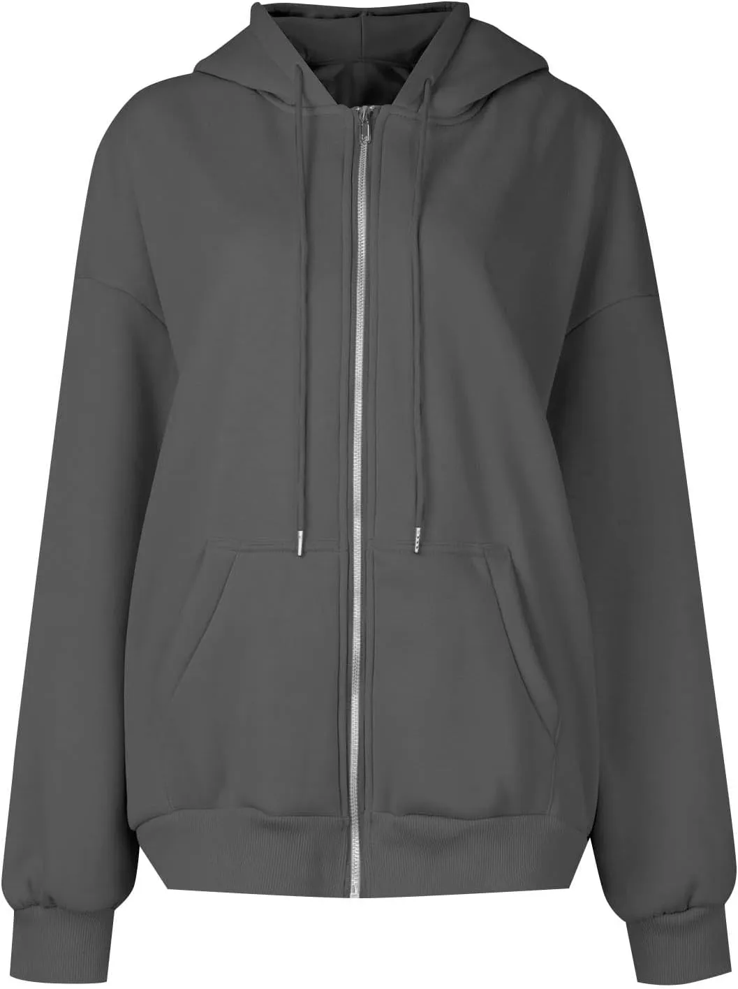 Womens Zip Up Hoodies Casual Long Sleeve Oversized Sweatshirts Fleece Y2k Jacket 2024 Fall Fashion Clothes with Pockets