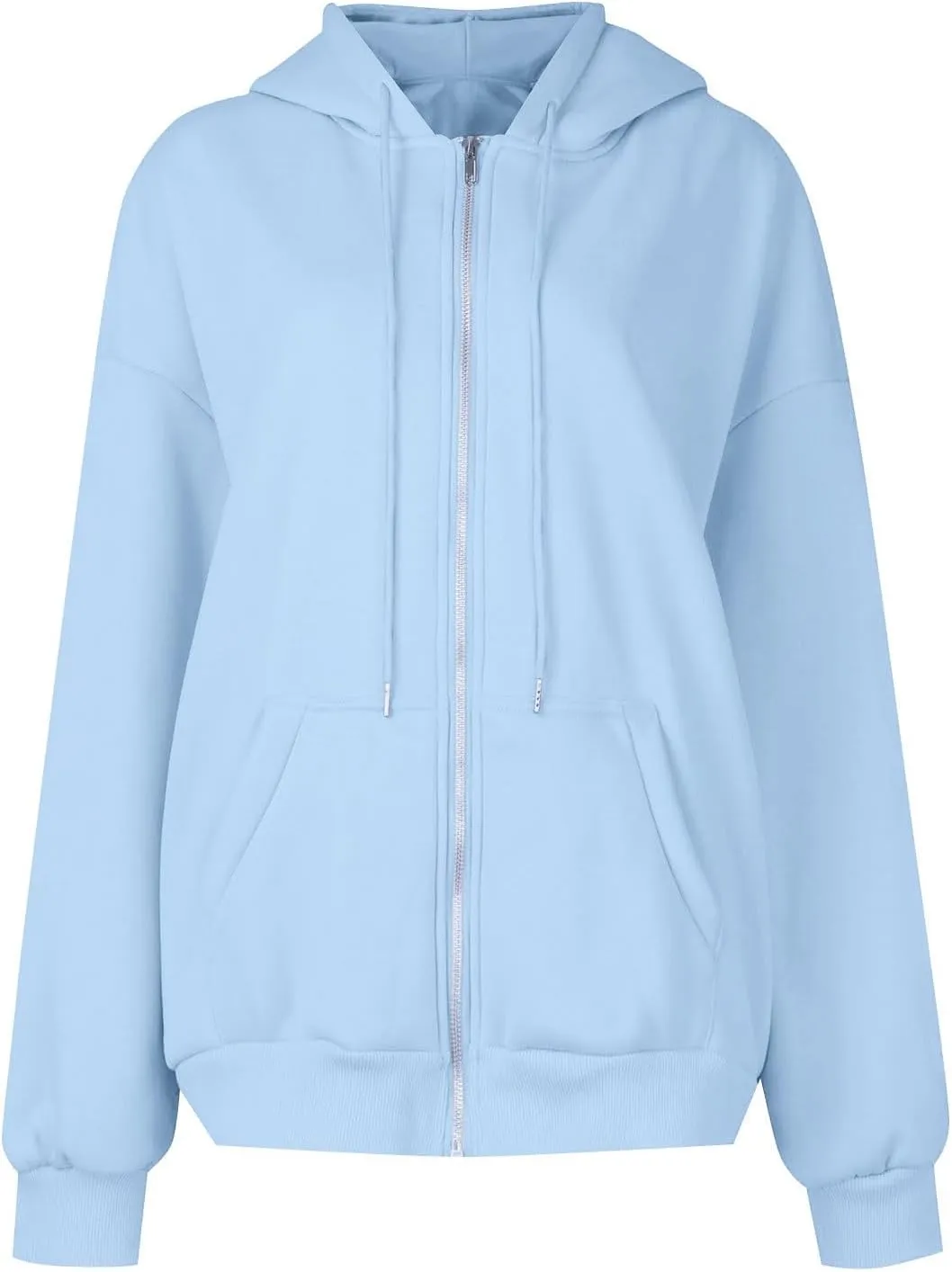 Womens Zip Up Hoodies Casual Long Sleeve Oversized Sweatshirts Fleece Y2k Jacket 2024 Fall Fashion Clothes with Pockets