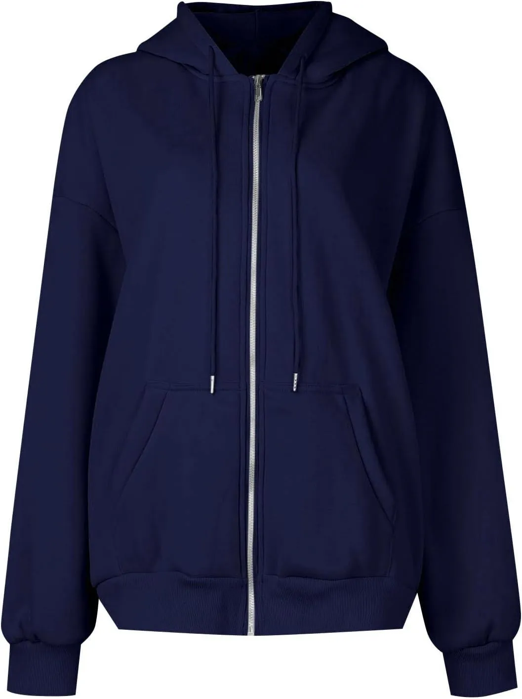 Womens Zip Up Hoodies Casual Long Sleeve Oversized Sweatshirts Fleece Y2k Jacket 2024 Fall Fashion Clothes with Pockets