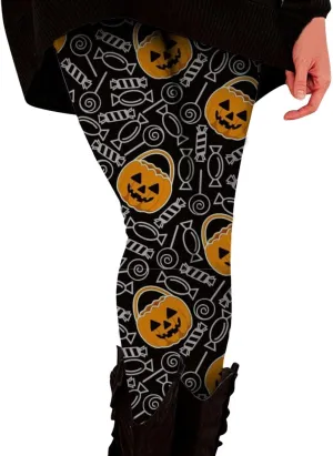 Workout Womens Leggings Halloween Graphic Leggings High Waisted Yoga Pants Compression Tummy Control Tights