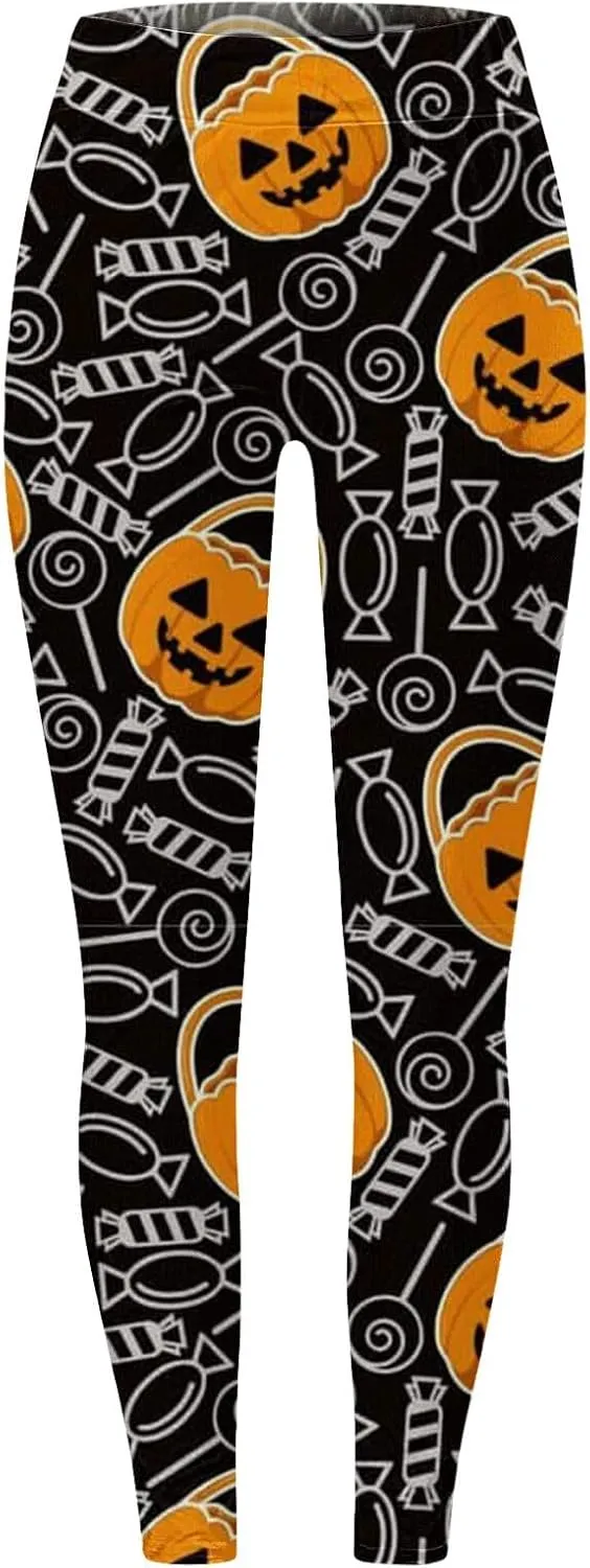 Workout Womens Leggings Halloween Graphic Leggings High Waisted Yoga Pants Compression Tummy Control Tights