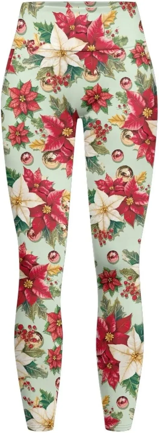 Xpyiqun Christmas Leggings for Women High Waisted Yoga Pants with Pockets Workout Leggings Tummy Control