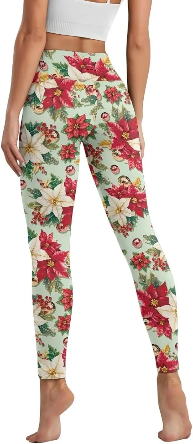 Xpyiqun Christmas Leggings for Women High Waisted Yoga Pants with Pockets Workout Leggings Tummy Control