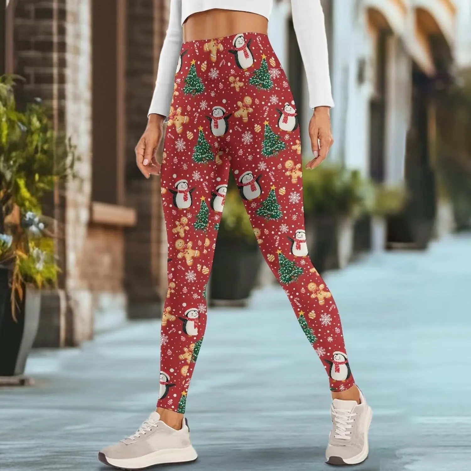 Xpyiqun Christmas Leggings for Women High Waisted Yoga Pants with Pockets Workout Leggings Tummy Control