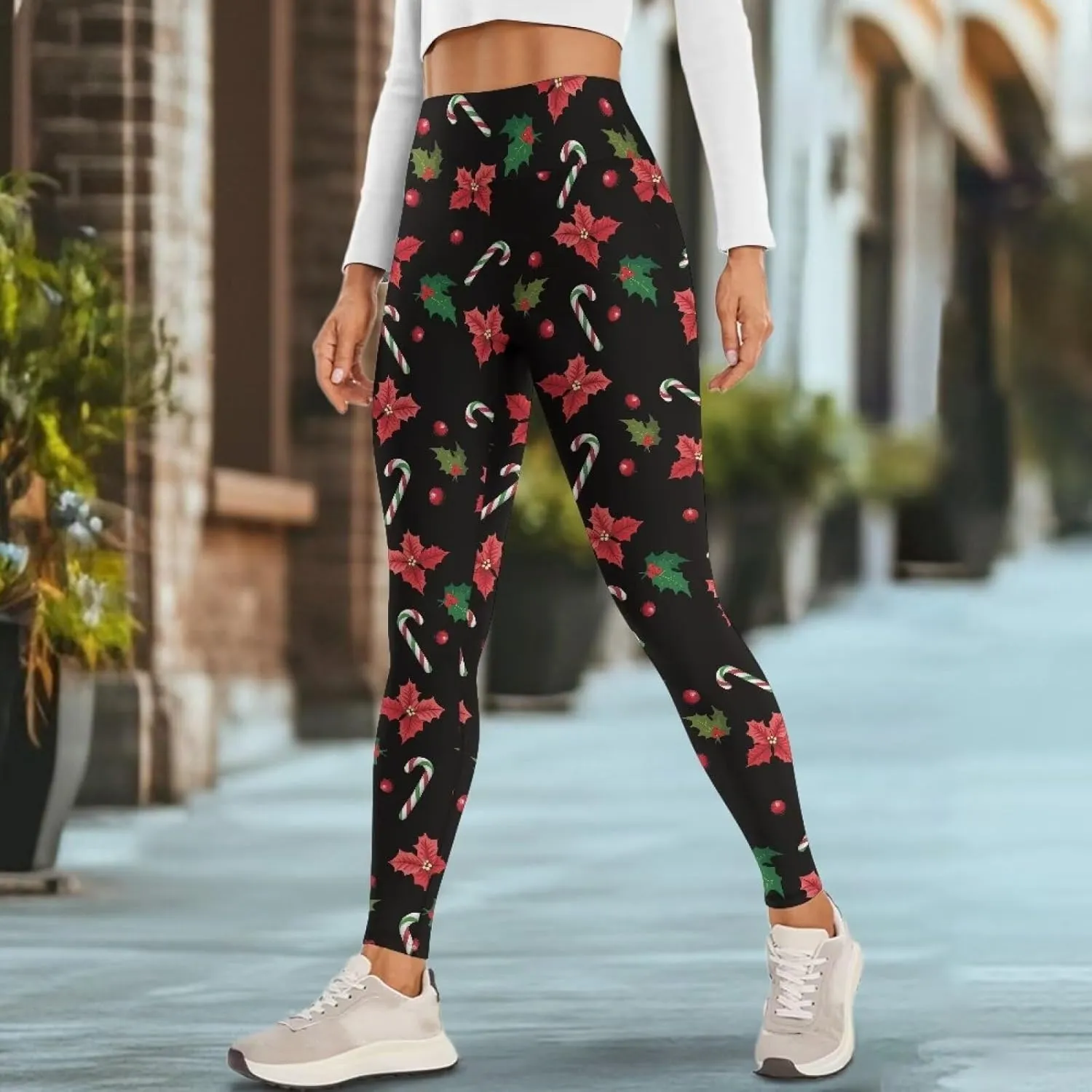 Xpyiqun Christmas Leggings for Women High Waisted Yoga Pants with Pockets Workout Leggings Tummy Control