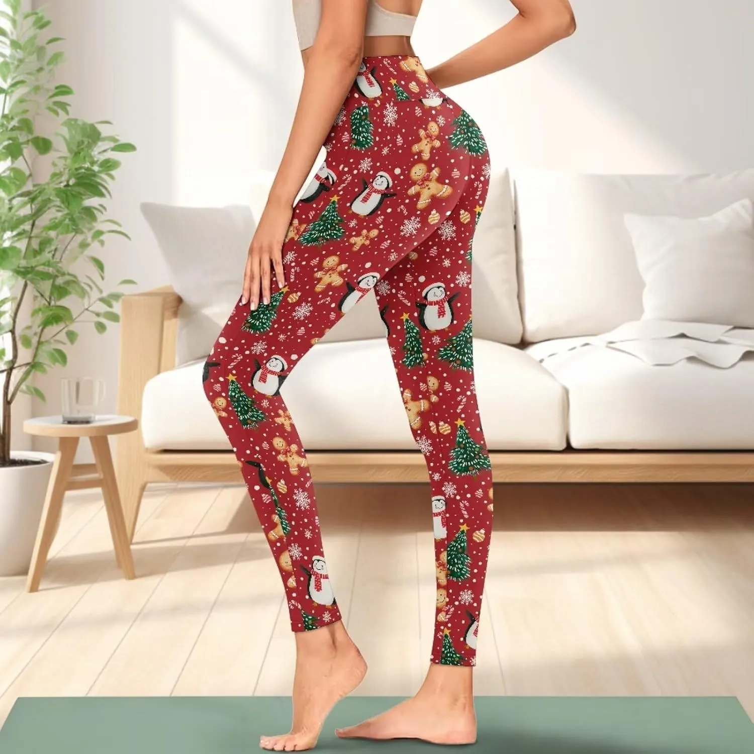 Xpyiqun Christmas Leggings for Women High Waisted Yoga Pants with Pockets Workout Leggings Tummy Control