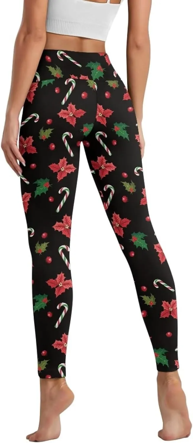 Xpyiqun Christmas Leggings for Women High Waisted Yoga Pants with Pockets Workout Leggings Tummy Control
