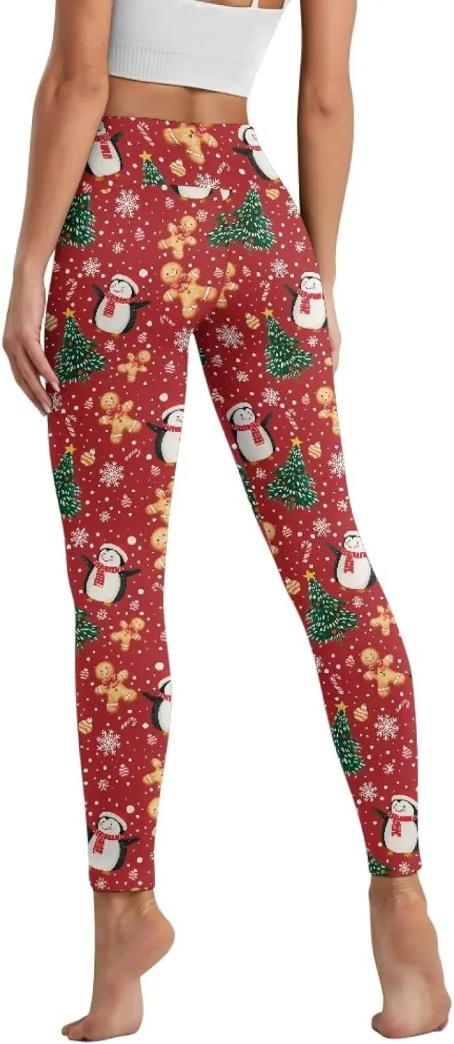 Xpyiqun Christmas Leggings for Women High Waisted Yoga Pants with Pockets Workout Leggings Tummy Control