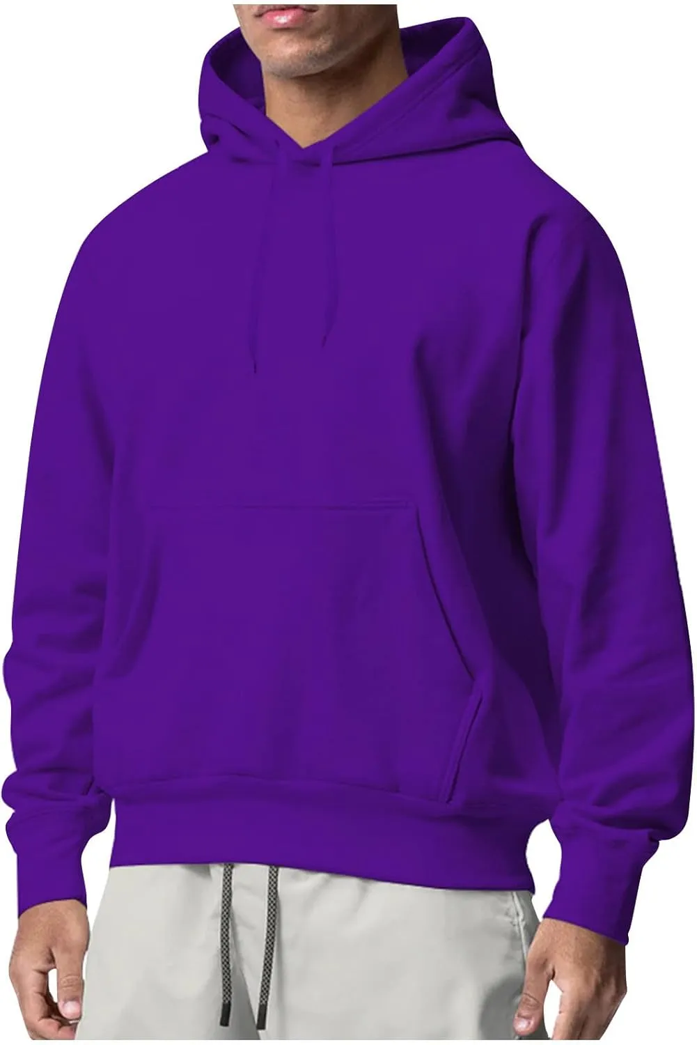 Ymosrh Mens Casual Hoodie Sweatshirt Solid Color Long Sleeve Workout Hooded Sweatshirts with Pockets Hoodies Pullover, S-3XL