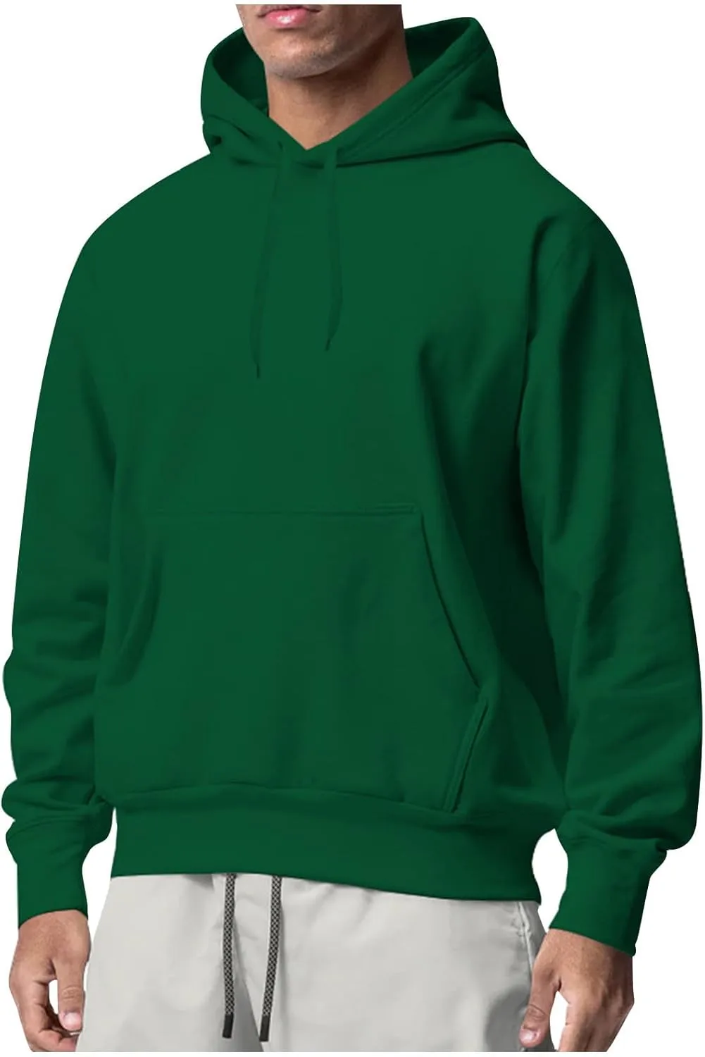 Ymosrh Mens Casual Hoodie Sweatshirt Solid Color Long Sleeve Workout Hooded Sweatshirts with Pockets Hoodies Pullover, S-3XL