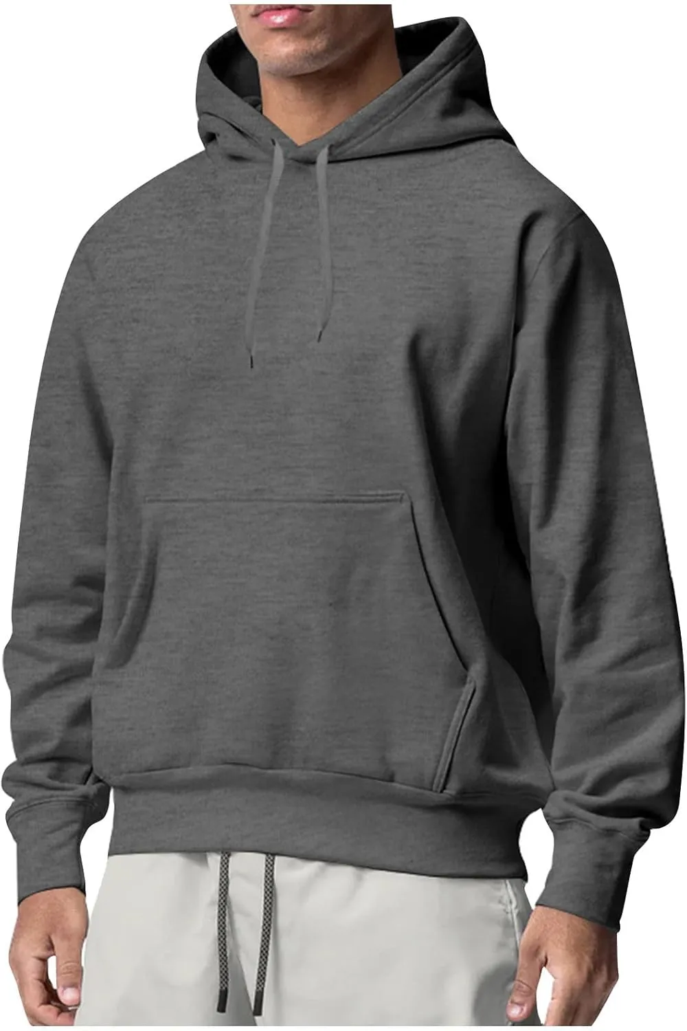 Ymosrh Mens Casual Hoodie Sweatshirt Solid Color Long Sleeve Workout Hooded Sweatshirts with Pockets Hoodies Pullover, S-3XL