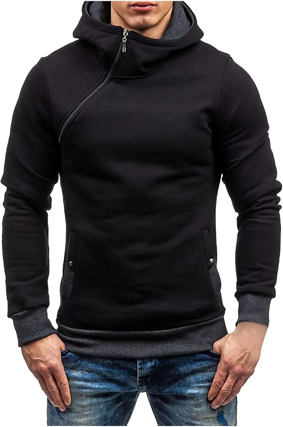 Ymosrh Mens Coats Winter Men's Casual Camouflage Sports Sweatshirt Long Sleeve Zipper Hooded Jacket Coat