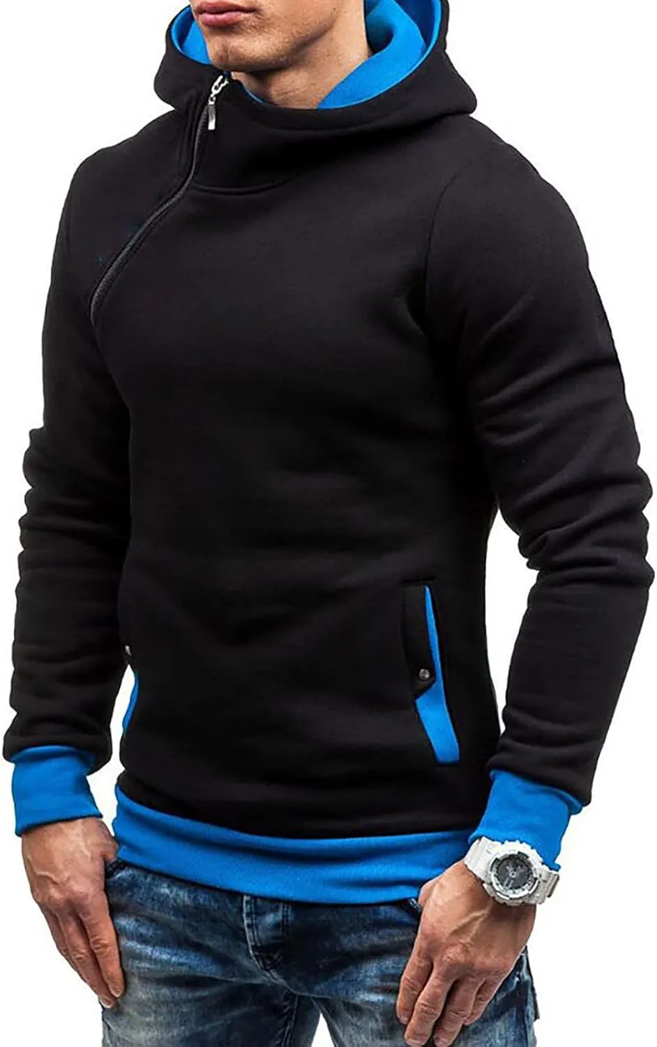 Ymosrh Mens Coats Winter Men's Casual Camouflage Sports Sweatshirt Long Sleeve Zipper Hooded Jacket Coat