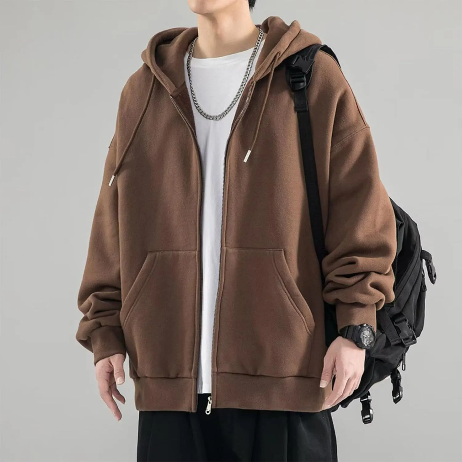 Ymosrh Men's Fashion Hoodies Long Sleeve Zip Up Hooded Sweatshirts with Pockets Gym Training Hoodie Jacket Coat, M-3XL