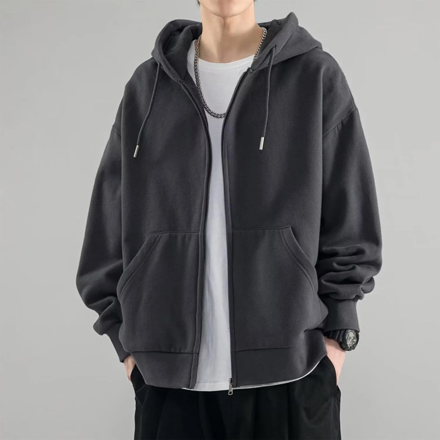 Ymosrh Men's Fashion Hoodies Long Sleeve Zip Up Hooded Sweatshirts with Pockets Gym Training Hoodie Jacket Coat, M-3XL