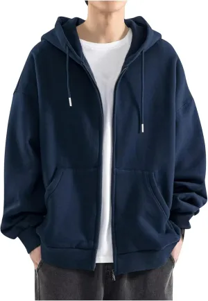 Ymosrh Men's Fashion Hoodies Long Sleeve Zip Up Hooded Sweatshirts with Pockets Gym Training Hoodie Jacket Coat, M-3XL