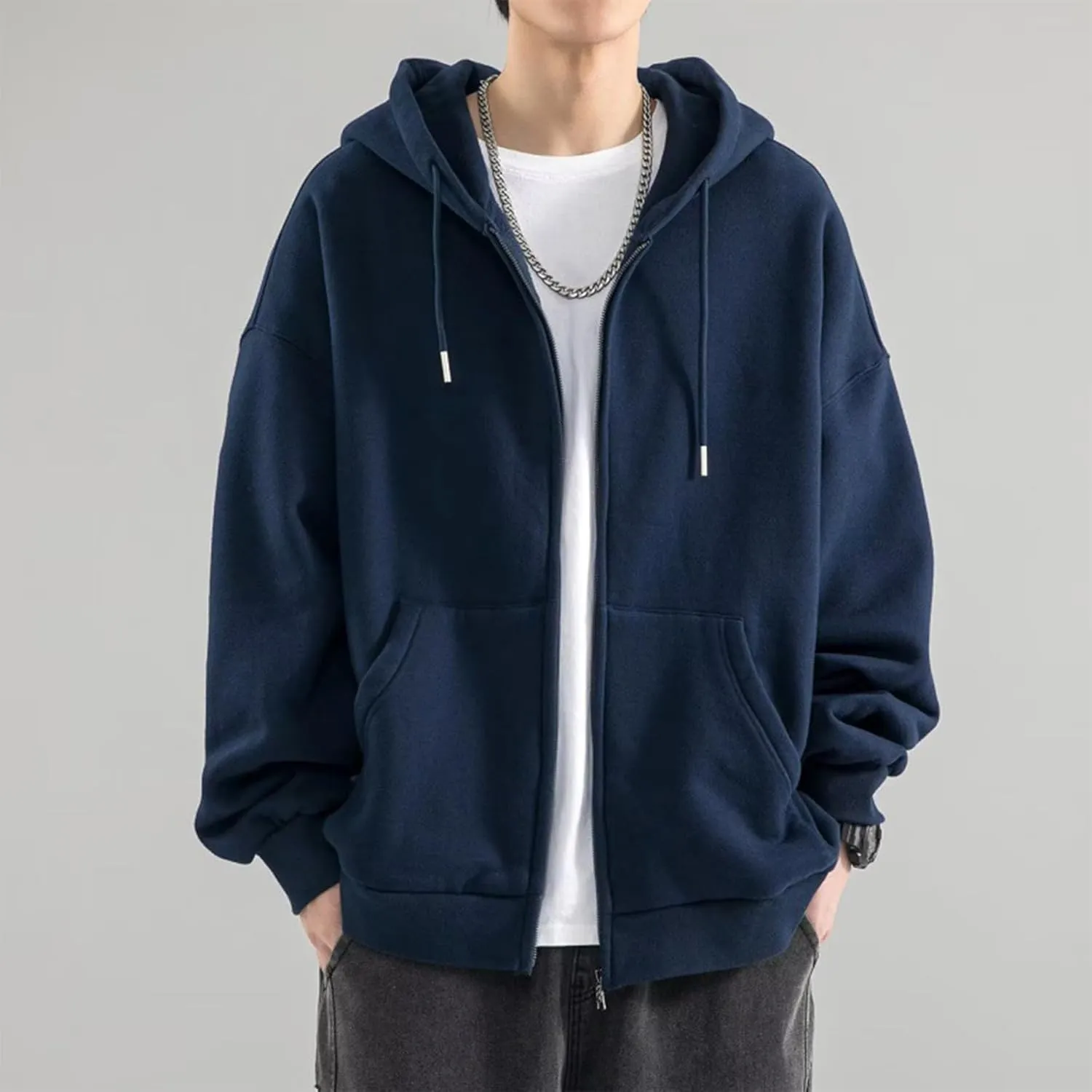 Ymosrh Men's Fashion Hoodies Long Sleeve Zip Up Hooded Sweatshirts with Pockets Gym Training Hoodie Jacket Coat, M-3XL