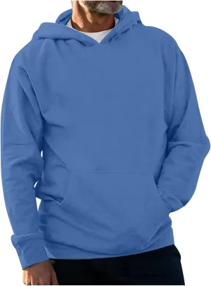Ymosrh Men's Hoodie Pullover Solid Color Long Sleeve Drawstring Casual Hooded Sweatshirts Men's, M-4XL