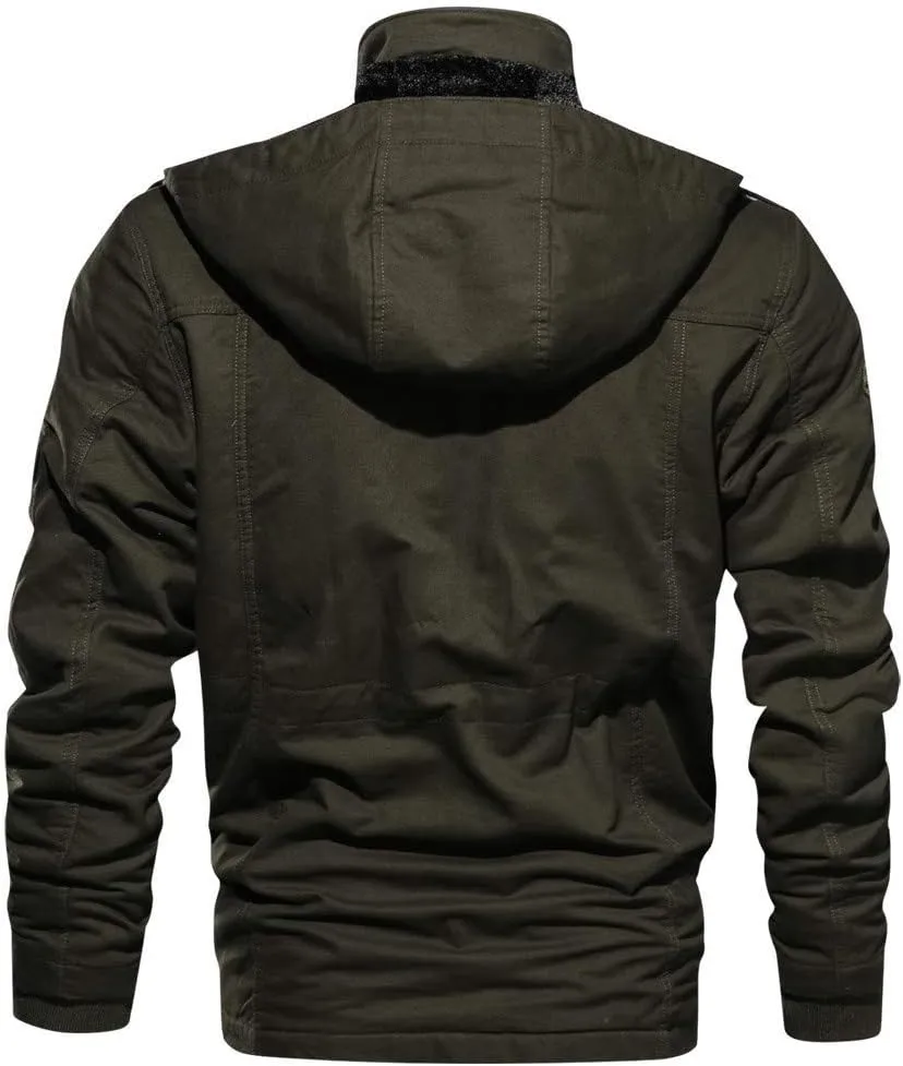 Ymosrh Mens Waterproof Jacket Men's Winter Cashmere Thickened Pocket Cotton Coat Outwear Breathable Jackets