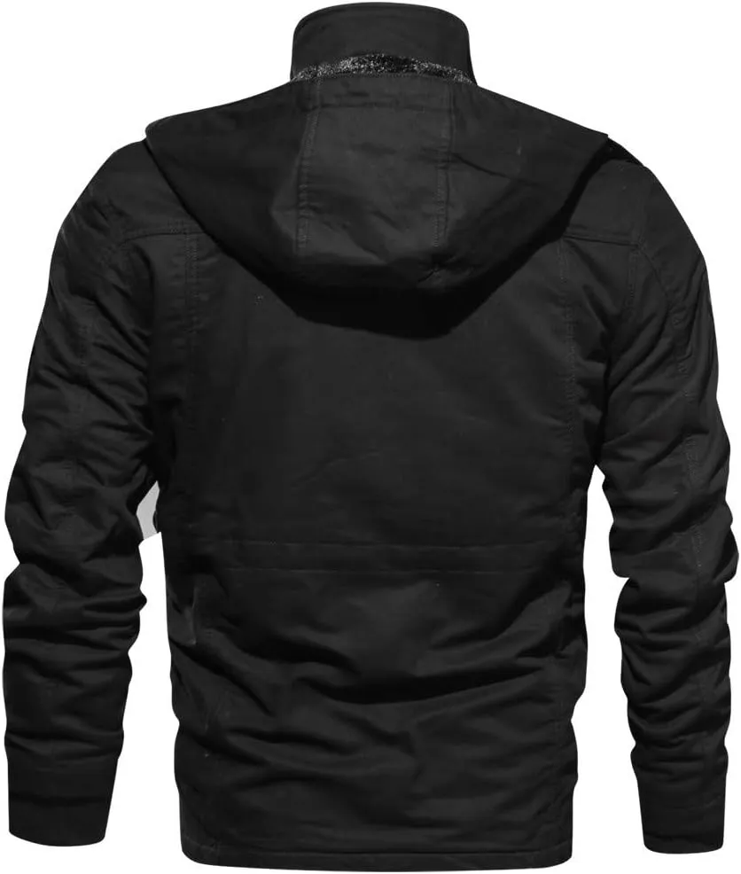 Ymosrh Mens Waterproof Jacket Men's Winter Cashmere Thickened Pocket Cotton Coat Outwear Breathable Jackets