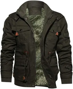 Ymosrh Mens Waterproof Jacket Men's Winter Cashmere Thickened Pocket Cotton Coat Outwear Breathable Jackets
