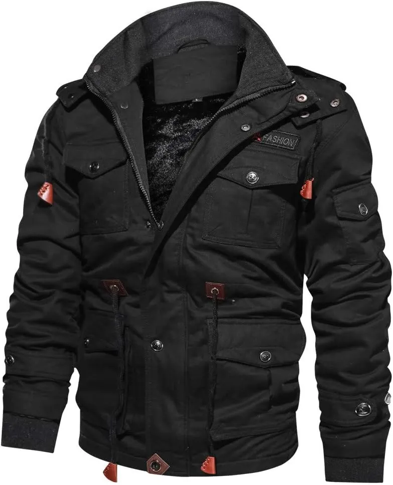 Ymosrh Mens Waterproof Jacket Men's Winter Cashmere Thickened Pocket Cotton Coat Outwear Breathable Jackets
