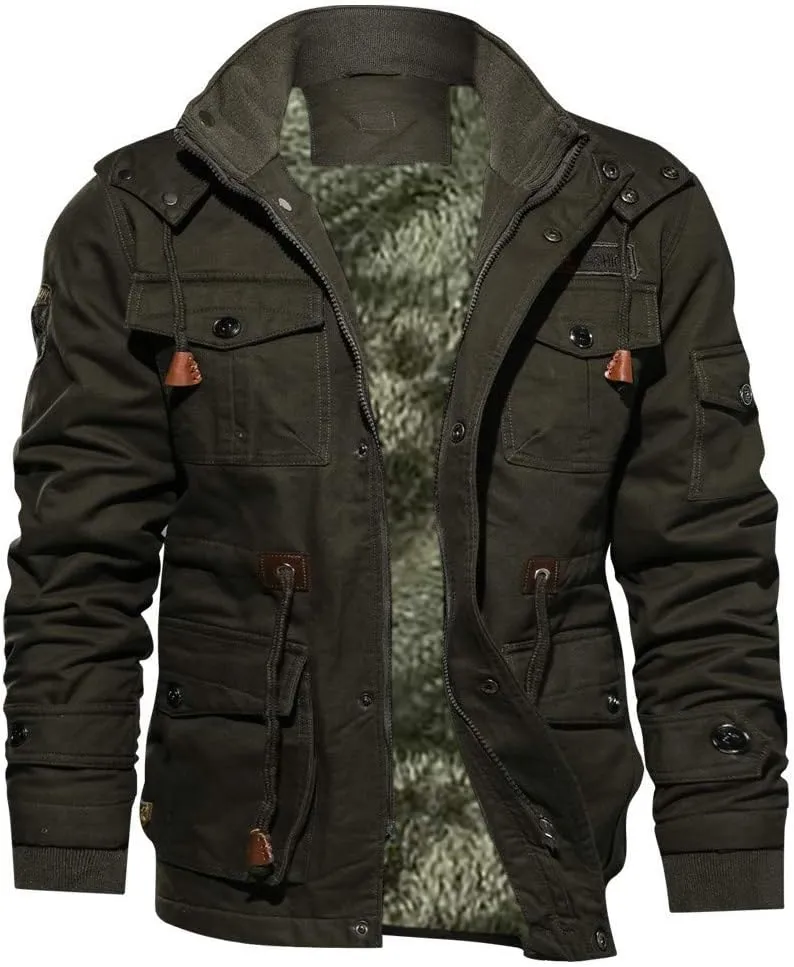 Ymosrh Mens Waterproof Jacket Men's Winter Cashmere Thickened Pocket Cotton Coat Outwear Breathable Jackets