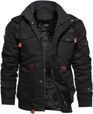 Ymosrh Mens Waterproof Jacket Men's Winter Cashmere Thickened Pocket Cotton Coat Outwear Breathable Jackets
