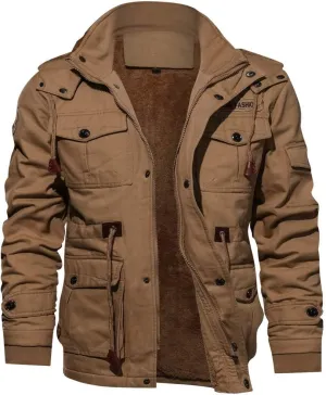 Ymosrh Mens Waterproof Jacket Men's Winter Cashmere Thickened Pocket Cotton Coat Outwear Breathable Jackets