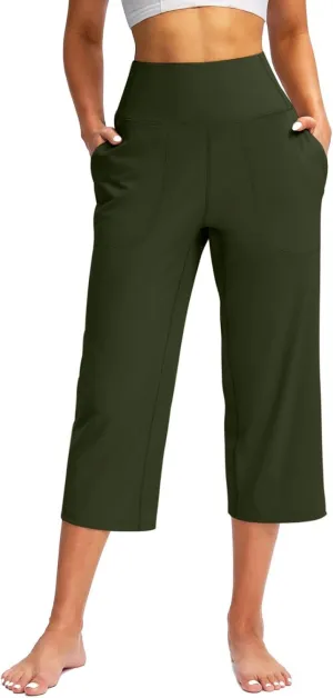 Yoga Capri for Women for Women Casual Stretch High Waisted Yoga Leggings Comfy Wide Leg Pants Women's Summer Yoga