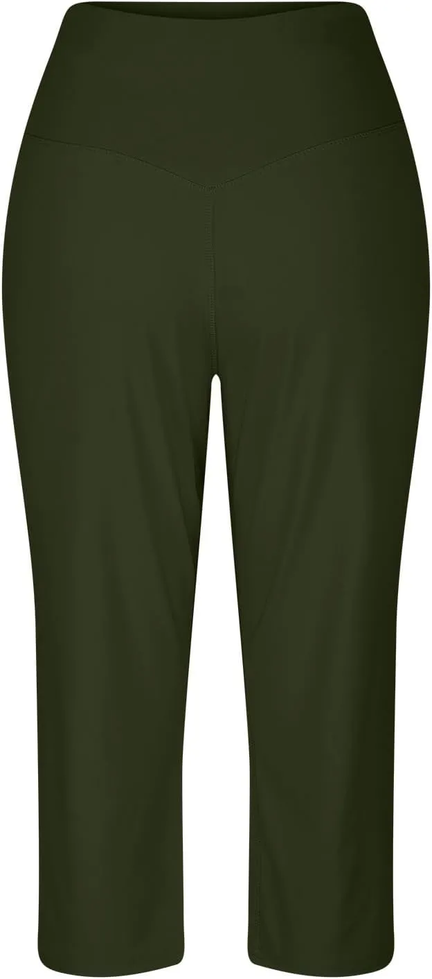 Yoga Capri for Women for Women Casual Stretch High Waisted Yoga Leggings Comfy Wide Leg Pants Women's Summer Yoga