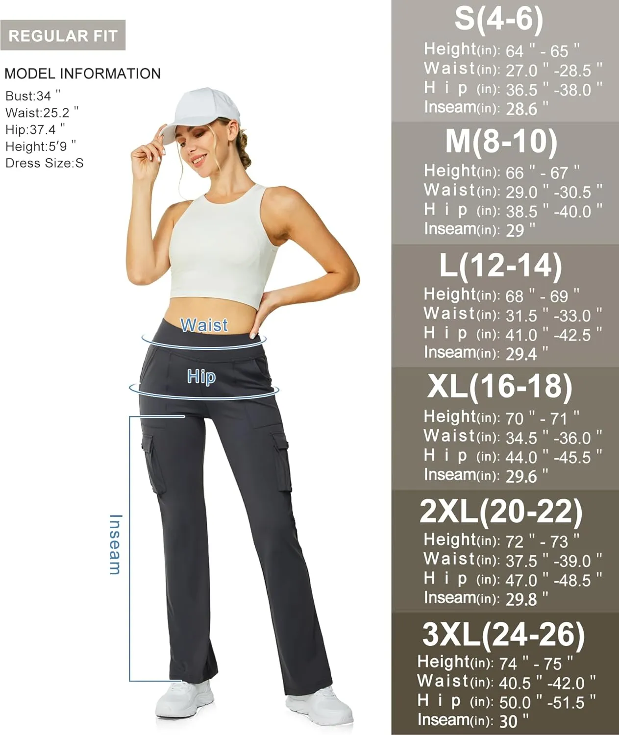 Yoga Flare Leggings for Women High Waisted Yoga Casual Pants Workout Leggings Cargo with 6 Pockets Bootcut Pants