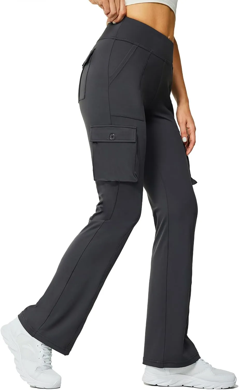 Yoga Flare Leggings for Women High Waisted Yoga Casual Pants Workout Leggings Cargo with 6 Pockets Bootcut Pants