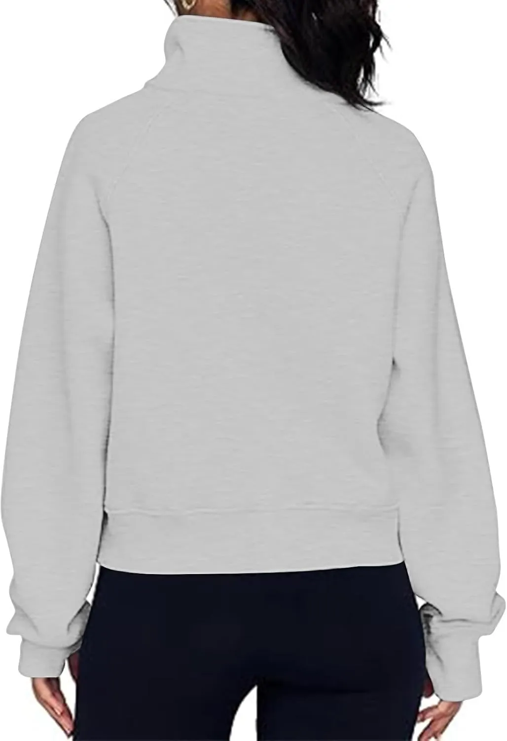 YRAETENM Sweatshirt for Women Oversized Cropped Half Zip Fleece Pullover Comfy Long Sleeve Athletic Fall Tops with Thumb Hole