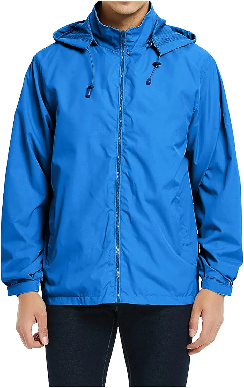 ZYXTIM Jacket for Men Lightweight Breathable Hooded Windproof Jackets Casual Full-Zip Rain-Resistant Windbreaker Raincoat