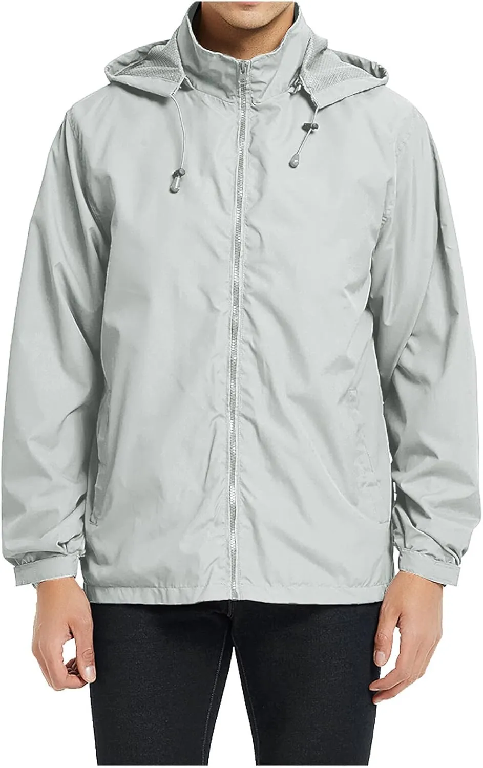 ZYXTIM Jacket for Men Lightweight Breathable Hooded Windproof Jackets Casual Full-Zip Rain-Resistant Windbreaker Raincoat